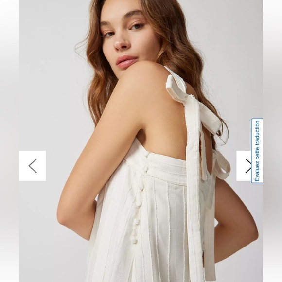 Urban outfitters En Saison Laurent dress Cream Ruffled Tiered Maxi with bows - Picture 2 of 7